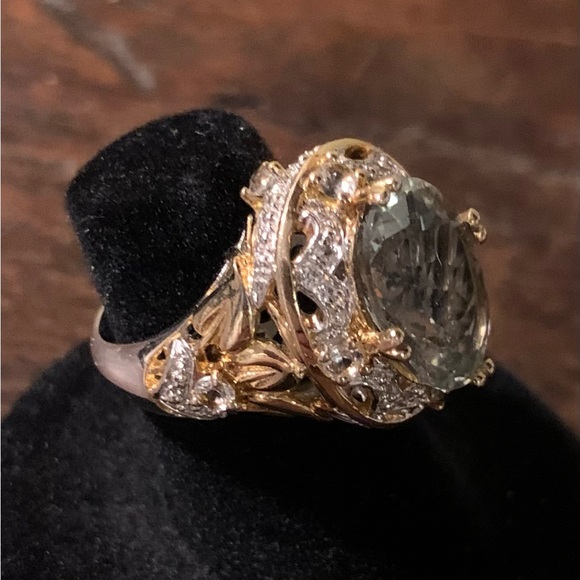 Prasiolite Amethyst. Ring. SZ 5. SS two tone. 5 Ct. Oval - Picture 9 of 9